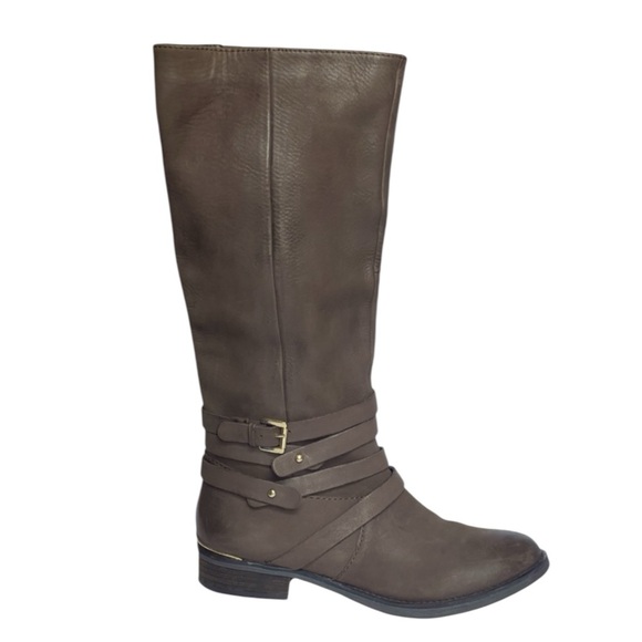💥SALE💥STEVE MADDEN ALBANY BROWN LEATHER HARNESS EQUESTRIAN RIDING BOOTS SZ 7.5 - Picture 1 of 11